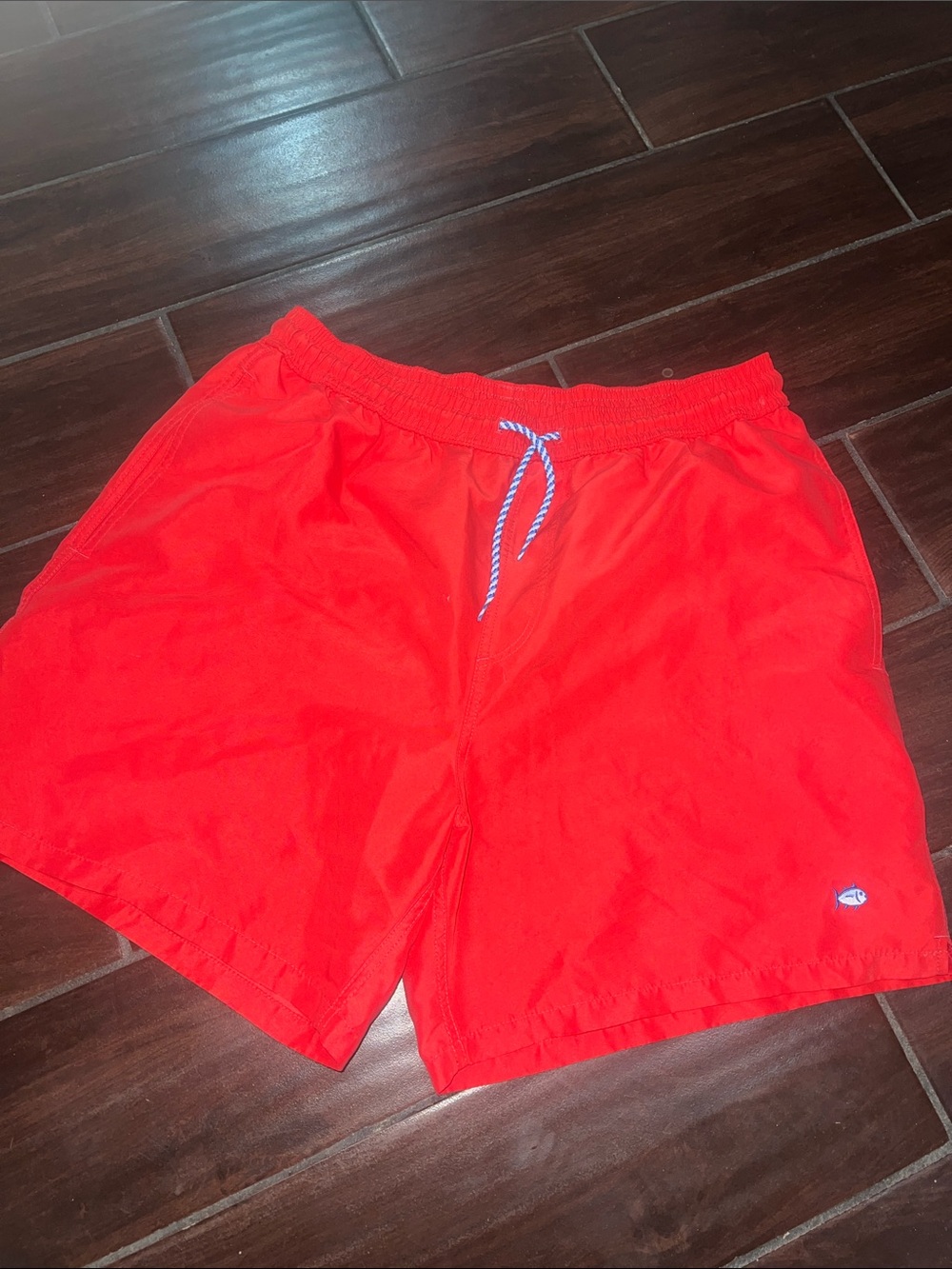 Southern Tide Men's Bright Red Swim Trunks with Rope Drawstring